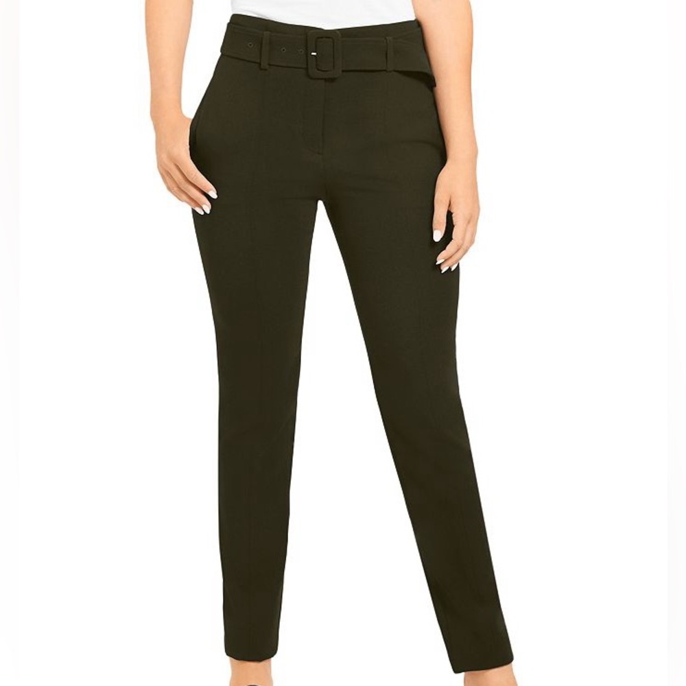 Theory Belted Cigarette Trousers – Green Slate – Size 00 – NWT – $315 Retail